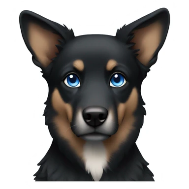 Black Shepard with white patch on chest and blue eyes sticker