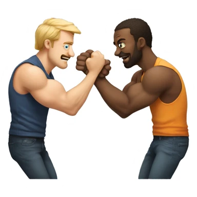 two guys arm wrestling,  one is an analytical nerd, other is an artist sticker