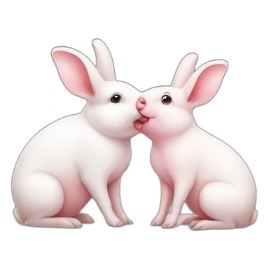 A white male rabbit kissing a pink female pig sticker
