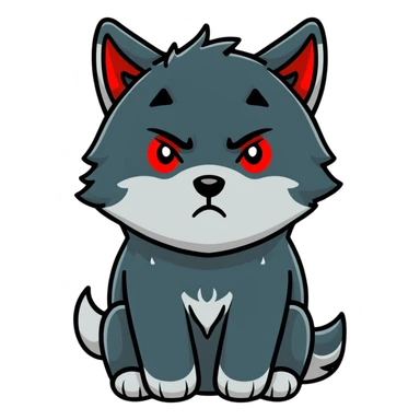 sad crying black wolf with red eyes sticker