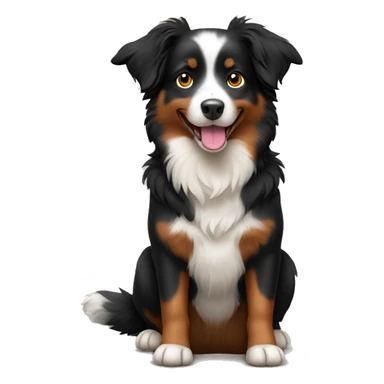 Small black australian shepherd dog wearing autumn sticker