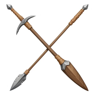 A long wooden spear with tightly lashed stone tip.











 sticker