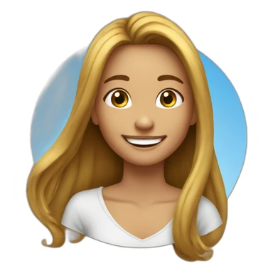 happy girl with long hair-without necklace-with round earrings sticker