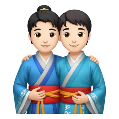 two guys hugging in hanfu sticker