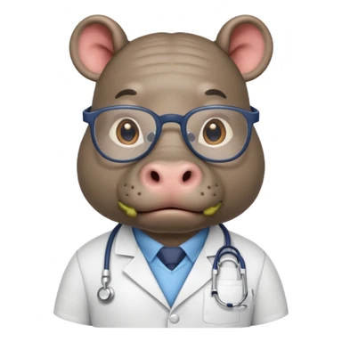 Hippo doctor, glasses, uniform sticker