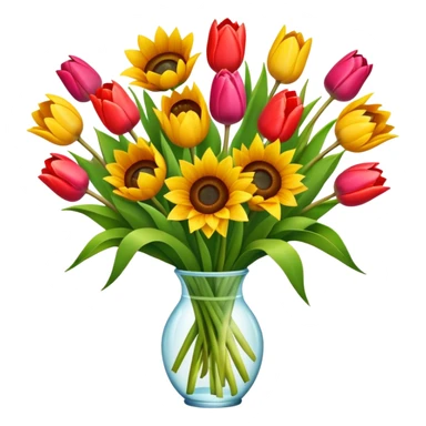 Bouquet of tulips and sunflowers sticker