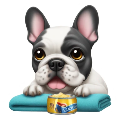 French bulldog watching tv in a beach drinking beer  sticker