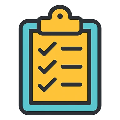 clipboard icon, colorful and playful sticker