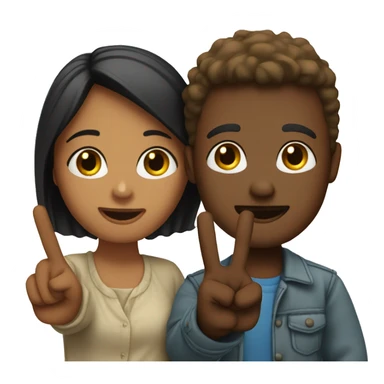 Couple doing the peace sign with their hands  sticker