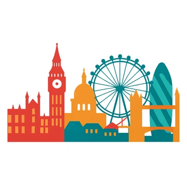 flat design style London skyline sticker