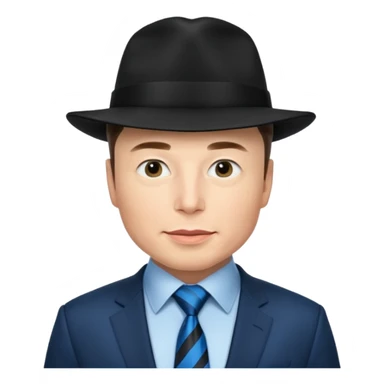 elon musk wearing Blue Neckties and black Hats sticker