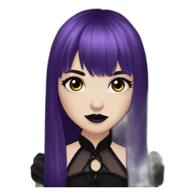 Elissabat-with-bangs-long-hair-dark-plumpurple-and-black-vampire-goth-makeup-pinkeyes-romanticgothcloses- sticker