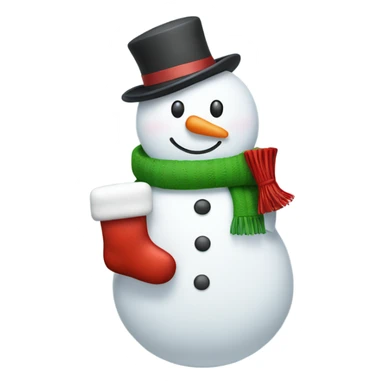 Snowman holding stocking sticker