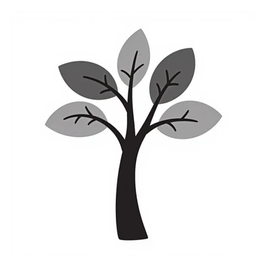 árbol robusto con ramas extendidas, líneas simples y divertidas sticker