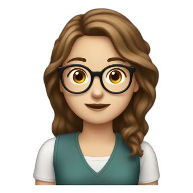 white girl brown hair wearing rounded glasses and saying ok with both hand sticker