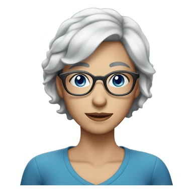 Woman with short gray hair, blue eyes and blue rimed glasses  sticker