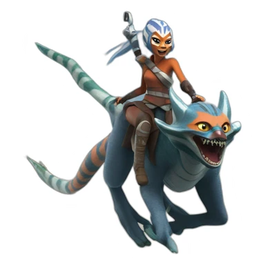 mad ahsoka riding a giant marine monster sticker