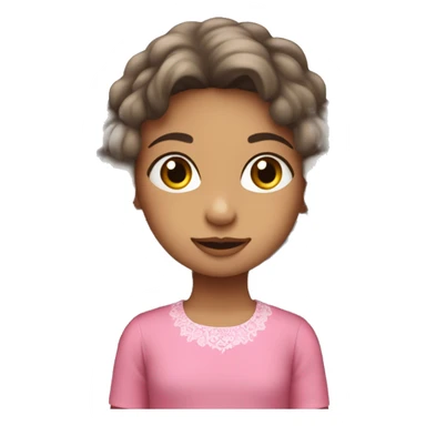 Niña de pelo rizad mono con un vestido rosado sticker