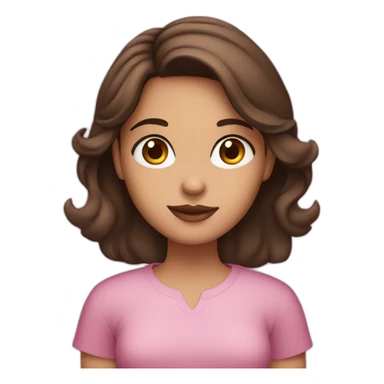 brunet girl with brown eyes with mac book pink sticker