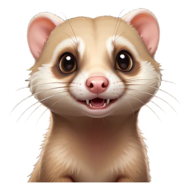 Cinematic Comical Ferret Portrait Emoji, Head tilted dramatically with an exaggeratedly shocked expression, featuring a slender, wiggly body and a distinct ferret head with a pointed snout and small ears, with wide, hilariously expressive eyes full of humorous disbelief, Simplified yet hilariously expressive features, highly detailed, glowing with a slightly sassy natural glow, high shine, dramatic yet playful, stylized with an air of quirky charm, soft glowing outline, capturing the essence of a meme-worthy ferret that looks ready to scamper into viral fame! sticker