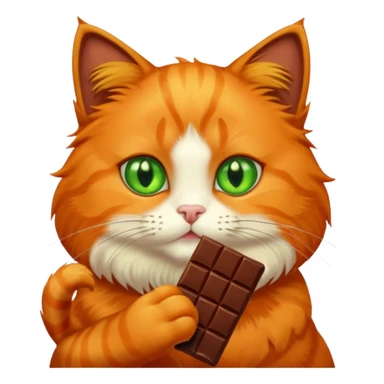 Orange cat eating chocolate sticker