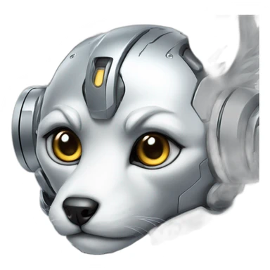 Cyber futuristic silver furry robot  sticker