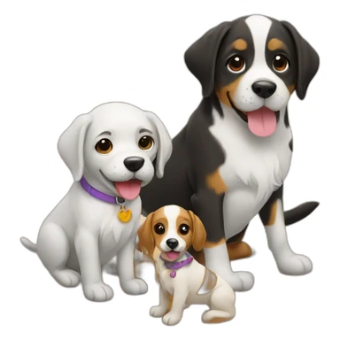 a dog family on the beach sticker