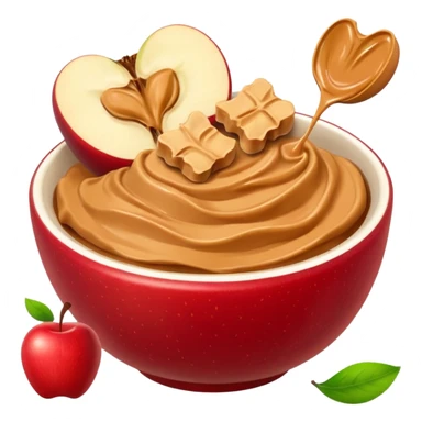 apple chunks in bowl with peanutbutter sticker