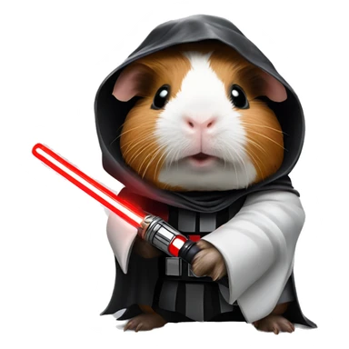 Guinea pig as Darth Vader holding a red light saber￼ sticker