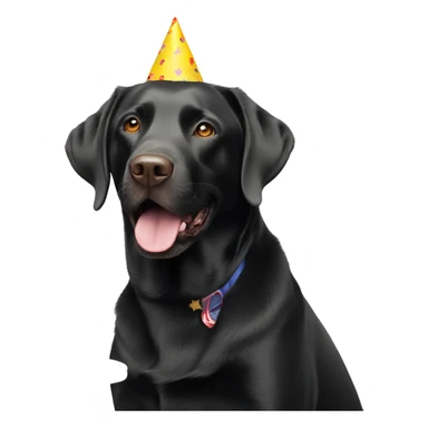 Black Labrador with happy birthday flag sticker