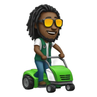 Black man with dreads and sunglasses mowing sticker