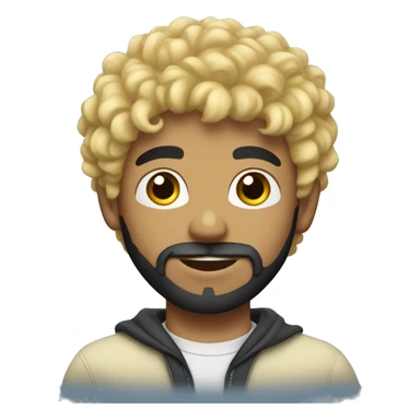 boy blonde with surfer curly hair and black beard, pronounced jaw sticker