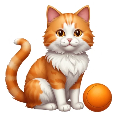 cat full body sitting playing with a toy ball sticker