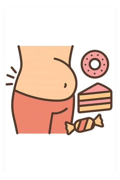 gonfiore addominale e voglia di dolci sticker