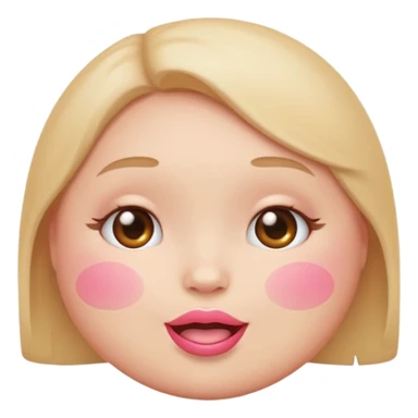 Cute circular emotional emoji with plump light pink lips sticker