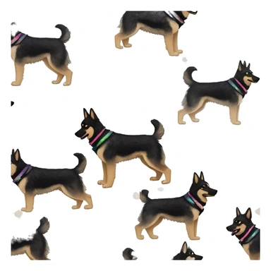  Black spotted brindle German shepherd husky fluffy ears and holographic harness running sticker