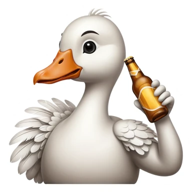 Goose with bottle of beer sticker