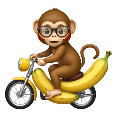 A monkey with cool glasses riding on a banana sticker