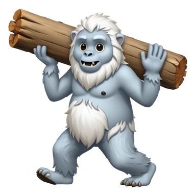 yeti, carrying a big wood sticker