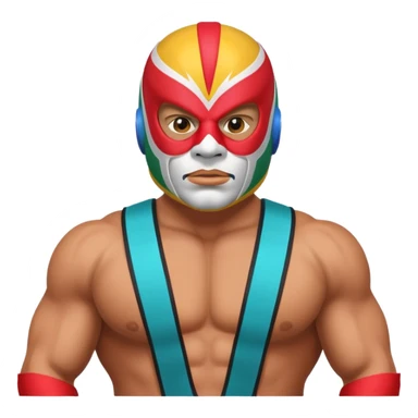 Mexican wrestler portrait, head and shoulders only, colorful luchador mask, muscular collar, confident expression, 3D cartoon, mobile game icon style, clean background, no text, no watermark
 sticker