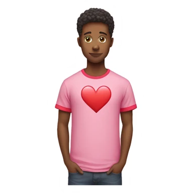 Pink t shirt with red heart sticker