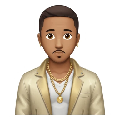 Marques Houston with dark brown hair, shirtless with necklace, metallic ivory jacket sticker