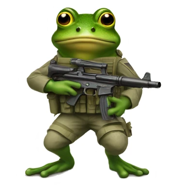 Solider frog holding gun sticker