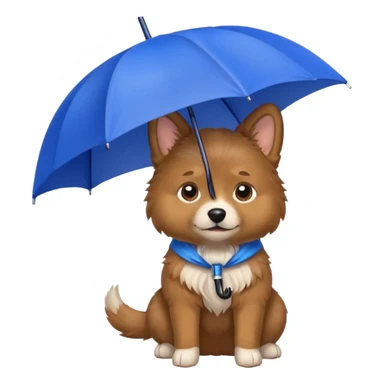dog with blue umbrella closeup view sticker