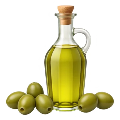 olive oil bottle with green olives, simple, no text sticker