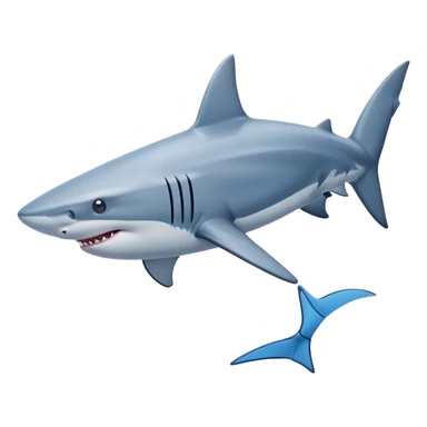 Make me a shark that has four fins and the two front fins have blue Nike Jordans. sticker