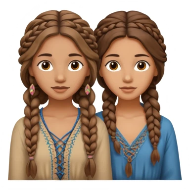 long brown boho braided hair 2 women sticker