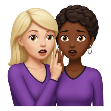 Devious white woman whispers gossip in shocked black woman's ear. sticker