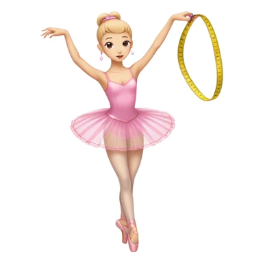 really skinny ballerina dancing with a measuring tape sticker