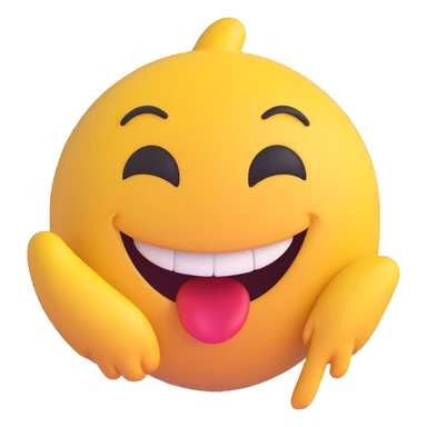dirty, filthy, gross laughing emoji with an exaggerated grin, mischievous, dirty, 3D emoji style sticker